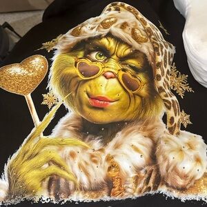 Grinch Graphic Hoodie with Heart Sunglasses